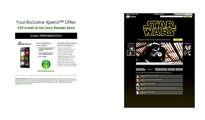 Xperia Sony Reader Store Offer & Star Wars Microsite for Yahoo!