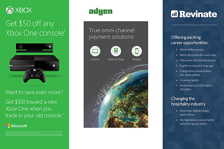 Microsoft, Adyen, and Revinate Standing Banners